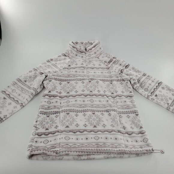 Eddie Bauer Woman's White Long Sleeve Fleece Sweater‎ M Polyester 100% - Picture 1 of 7